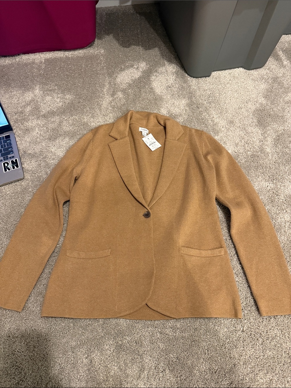 J. Crew Camel One-Button Knit Blazer